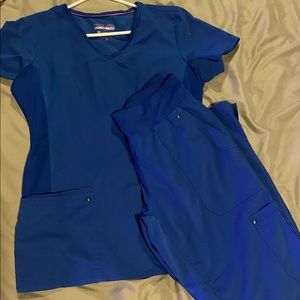 Royal blue purple label yoga scrubs. Medium